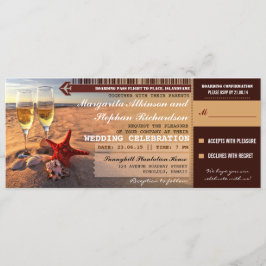 Convites de embarque para casamento em praia sunse