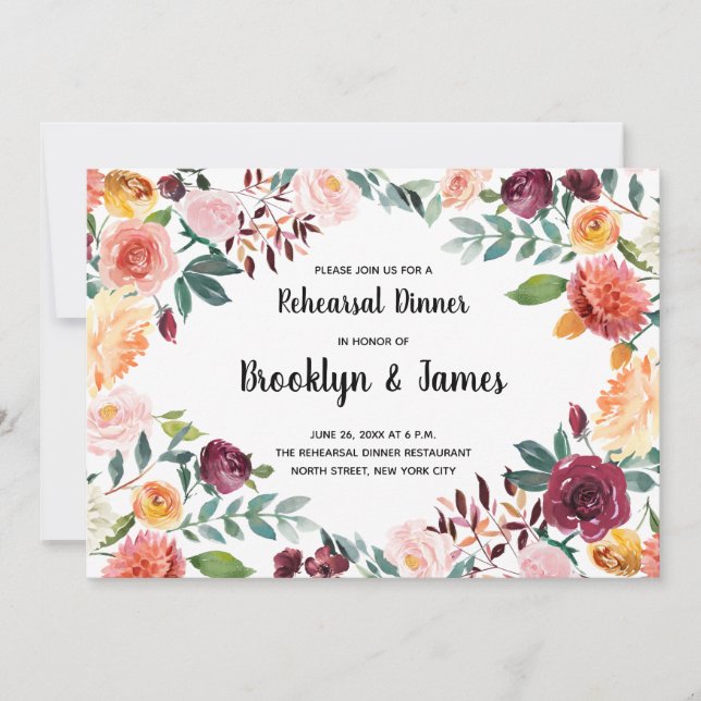 Convites de Ensaios de Casamento com Flores de Out (Frente)