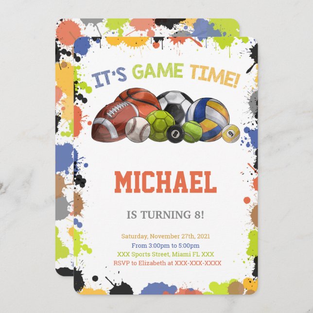 Convites de Esporte All Star (Frente/Verso)