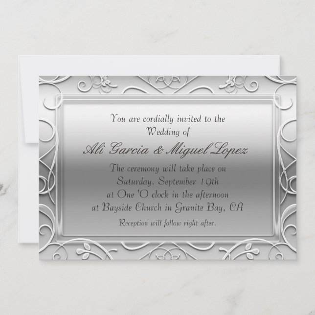 Convites de Evento de Casamento Glamour Elegante P (Frente)