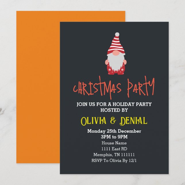 Convites de Férias de Natal para Papais noeis Gnom (Frente/Verso)