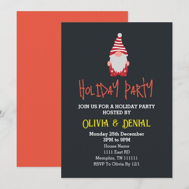 Convites de Férias de Natal para Papais noeis Gnom (Frente/Verso)