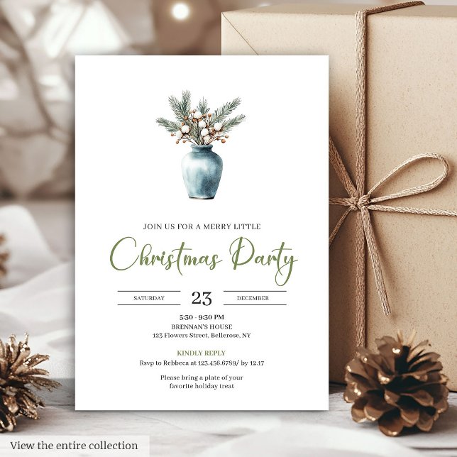 Convites de Férias Minimalistas Boêmios Terrosos N (Minimalist Bohemian Earthy Neutral Holiday Invitation)