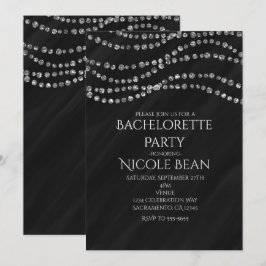 Convites de festa Black & Diamond Glamour Bling