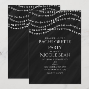 Convites de festa Black & Diamond Glamour Bling