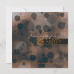 Convites de Festa Bokeh Glam Marrom Bege & Dourado