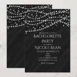 Convites de festa brilho glamour preto e diamante