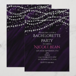 Convites de festa brilho glamour roxo e diamante