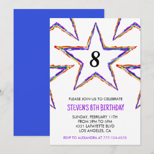Convites de festa coloridos Estrelas Arco-íris pri