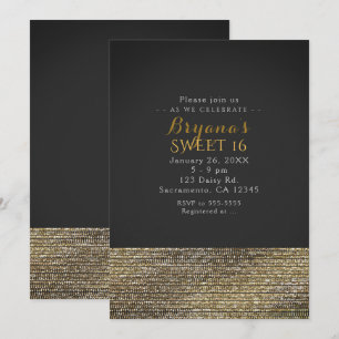 Convites de festa com lantejoulas cinza e dourado