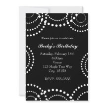 Convites de Festa com Redemoinho Pontilhado Preto 