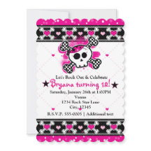 Convites de Festa Corações Cor-de-Rosa, Caveira e 