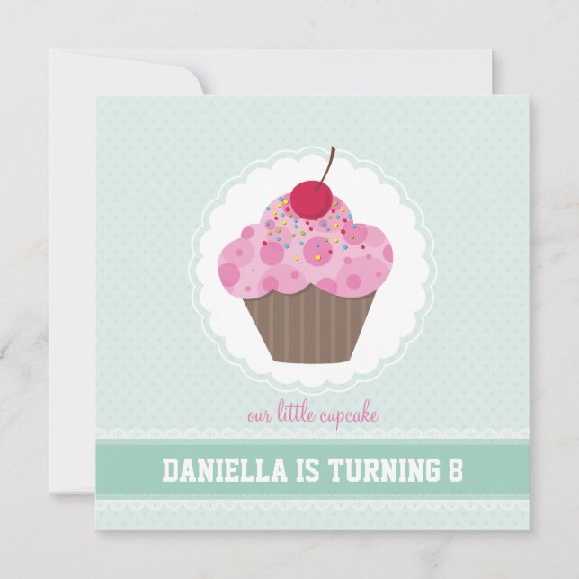 CONVITES DE festa de aniversário: cupcake 1SQ (Frente)