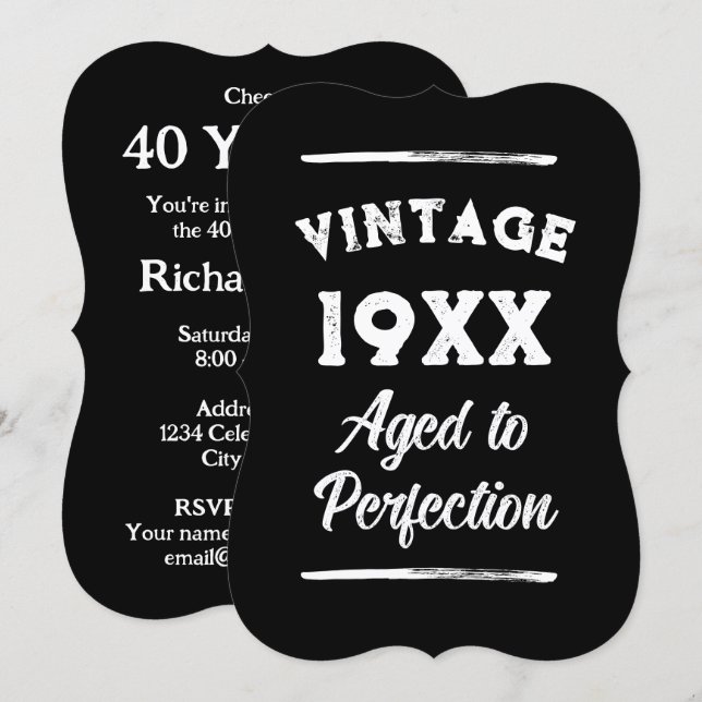 Convites de festa de aniversário de 40 anos estilo (Frente/Verso)