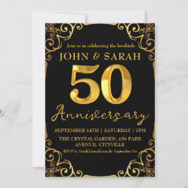 convites de festa de aniversário de 50 anos preto 