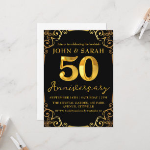 convites de festa de aniversário de 50 anos preto 