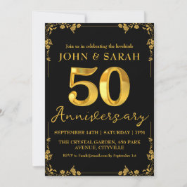 convites de festa de aniversário de 50 anos preto 