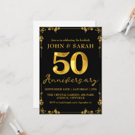 convites de festa de aniversário de 50 anos preto