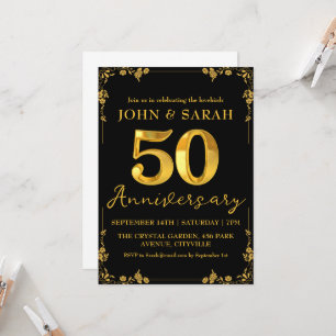 convites de festa de aniversário de 50 anos preto 
