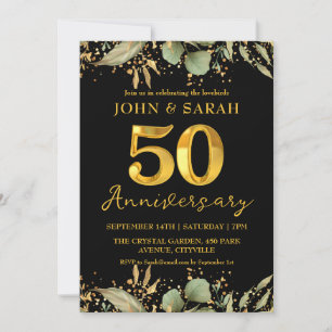 convites de festa de aniversário de 50 anos preto 