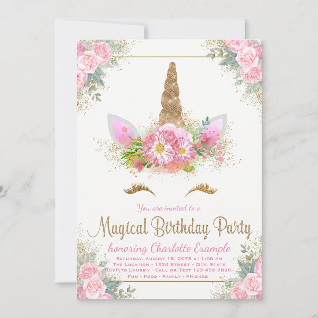 Convites de Festa de aniversario de meninas do Uni (Frente)