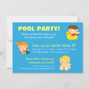 Convites de Festa de Aniversário de Verão na Pisci