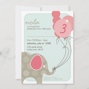 CONVITES DE festa de aniversário: elefante + bal
