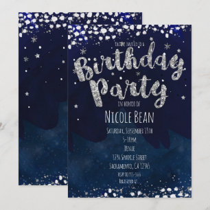 Convites de Festa de Aniversário Estrelas Azuis e 
