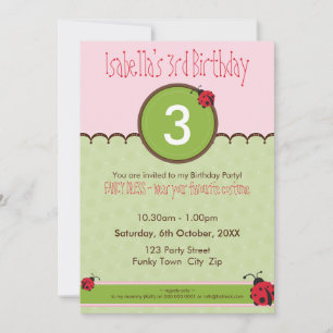 CONVITES DE festa de aniversário: ladybird 4P