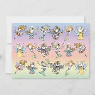 Convites de Festa de Anjo Sereia Fada Fofa