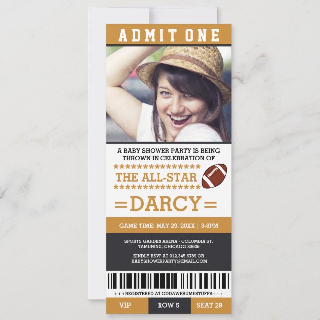 Convites de festa de bebê com tema de futebol amer (Frente)