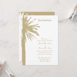 Convites de festa de casamento na praia com palmei
