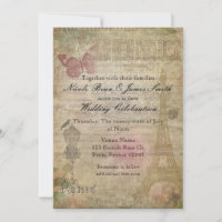 Convites de festa de casamento Vintage Paris Chic