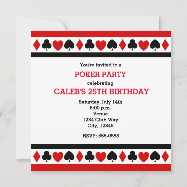 Convites de Festa de Cassino de Poker de Conjuntos (Frente)