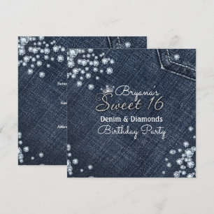 Convites de festa de coroa Denim & Diamonds Sweet 
