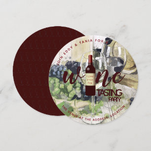 Convites de Festa de Degustação de Vinhos ROUND Aq