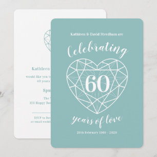 Convites de festa de diamante comemorando 60 anos 
