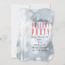 Convites de Festa de Fim de Ano com Árvores Branca