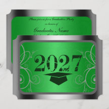 Convites de festa de formatura com moldura verde e