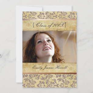 Convites de festa de formatura Damask Vintage