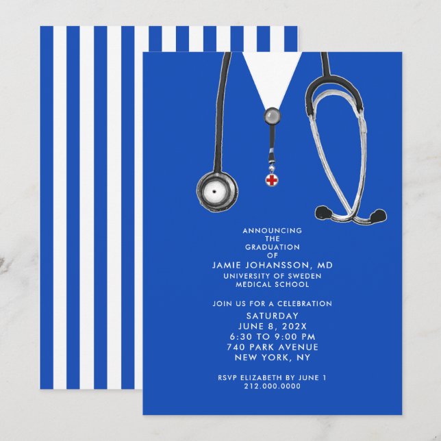 Convites de Festa de Formatura de Doutor (Frente/Verso)