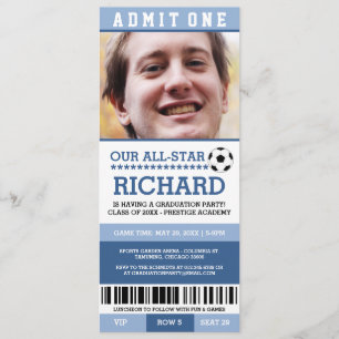 Convites de Festa de formatura de futebol azul