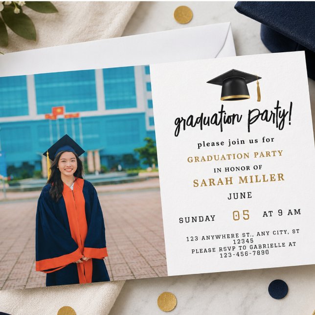 Convites de festa de formatura simples e modernos (Simple Modern Graduation Party Invitations)