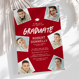 Convites de festa de formatura vermelhos simples d