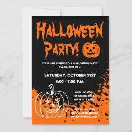 convites de festa de Halloween com abóboras esculp