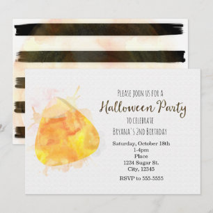 Convites de festa de Halloween com Candy Corn em a