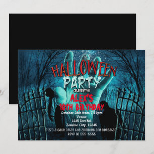 Convites de festa de Halloween com fantasias de zu