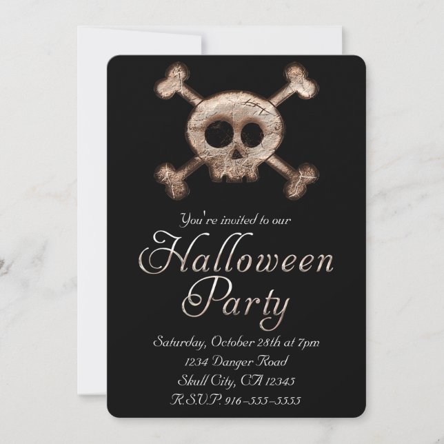 Convites de Festa de HALLOWEEN com Ossos de Caveir (Frente)