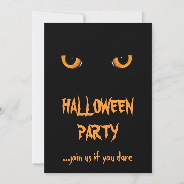 Convites de festa de Halloween do Gato Preto (Frente)