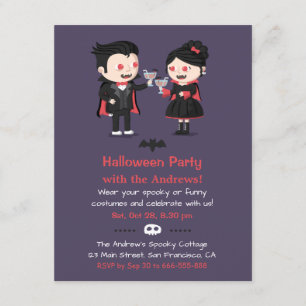 Convites de Festa de Halloween para Casal de Vampi